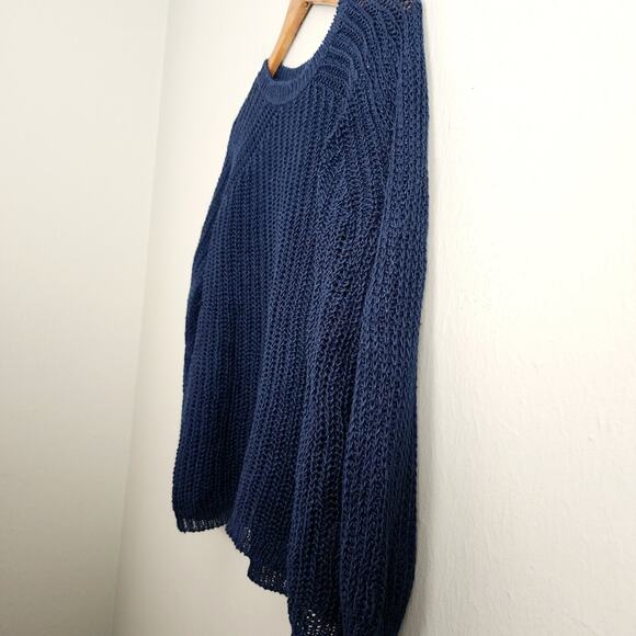 J. Crew Navy 100% Linen Open Knit Relaxed Fit Beach Sweater Cover Up - Picture 4 of 8